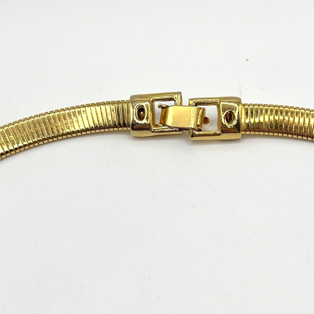Vintage Gold Tone Omega Choker Necklace Cleopatra 80s Style 17" - Picture 8 of 10